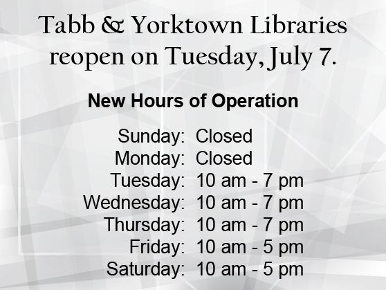 Libraries reopening on July 7 with modified hours of operation