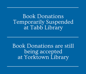 Book donations temporarily suspended at Tabb Library through February 2