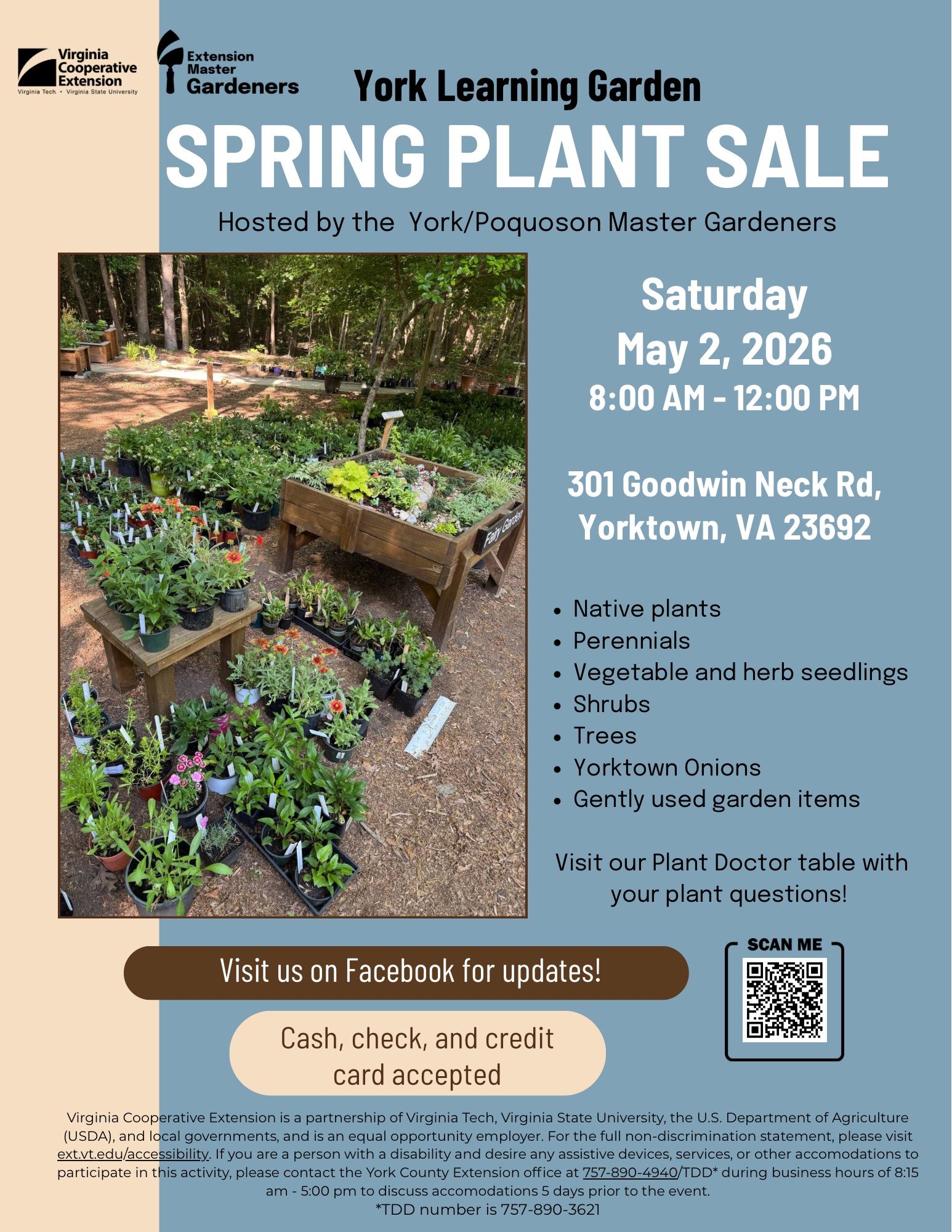 Spring Plant Sale May 2, 2026 8am -12pm